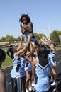 High school cheerleaders at a football game in Suitland, Maryland