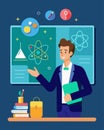 In a high school classroom a teacher using interactive simulations to teach students about the principles of quantum