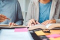 High school or college students studying and reading together in Royalty Free Stock Photo