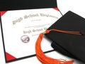 High School Diploma with Cap and Tassel