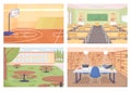 High school flat color vector illustration set Royalty Free Stock Photo