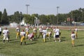 High school football team practicing