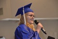 High school graduate gives a speech at her graduation