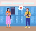 High school love flat color vector illustration Royalty Free Stock Photo