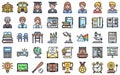 High school related filled vector icon set Royalty Free Stock Photo