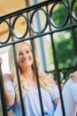 High School Senior Photo of Blonde Caucasian Girl Outdoors Royalty Free Stock Photo