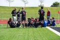 High School Soccer Coach speaks to his team