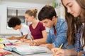 High school students doing exam in classroom Royalty Free Stock Photo