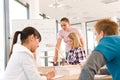 High school students with professor in classroom