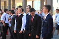 High school students at the solemn meeting on September 1