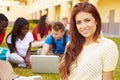 High School Students Studying Outdoors On Campus Royalty Free Stock Photo