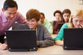 High School Students With Teacher In Class Using Laptops Royalty Free Stock Photo