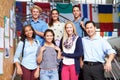 High School Students And Teacher Standing Outside Building Royalty Free Stock Photo