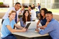 High School Students Working On Campus With Teacher Royalty Free Stock Photo