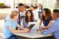 High School Students Working On Campus With Teacher Royalty Free Stock Photo