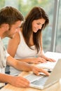 High-school students working on laptops in study Royalty Free Stock Photo