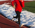 Running on a shoveled track Royalty Free Stock Photo