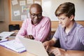 High School Tutor Giving Male Student One To One Tuition At Desk Royalty Free Stock Photo