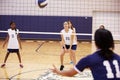 High School Volleyball Match In Gymnasium Royalty Free Stock Photo
