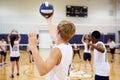High School Volleyball Match In Gymnasium Royalty Free Stock Photo