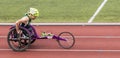 High school wheel chair track and field athllete on a track Royalty Free Stock Photo