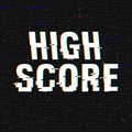 High Score glitch text. Anaglyph 3D effect. Technological retro background. Vector illustration. Creative web template