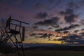 High seat near field with railway and beautiful sunrise heaven in south Bohemia Royalty Free Stock Photo