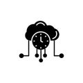High server uptime icon set. Network reliability with high server and uptime vector symbol in a black filled and outlined style.