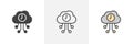 High server uptime icon set. Network reliability with high server and uptime vector symbol in a black filled and outlined style.