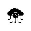 High server uptime icon set. Network reliability with high server and uptime vector symbol in a black filled and outlined style.