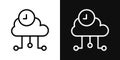 High server uptime icon set. Network reliability with high server and uptime vector symbol in a black filled and outlined style.