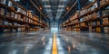 High shelving system in a spacious warehouse. Concept Warehouse organization, Efficient storage, Royalty Free Stock Photo