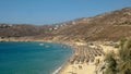 High shot of elia beach on mykonos, greece Royalty Free Stock Photo