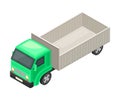 High Sided Truck or Lorry as Motor Vehicle and Urban Transport for Transporting Cargo Isometric Vector Illustration