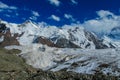 High snow mountain panorama of South Inylchek in Tian Shan