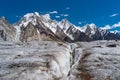 High snow mountains peak in Karakoram mountains range and Vigne glacier, K2 base camp trekking, Pakistan Royalty Free Stock Photo