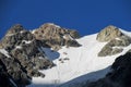 High snow and rocky mountain range