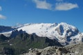 High snow and rocky mountain range