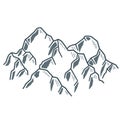 High snow white mountains. Hand-drawn sketch illustration. Natural landscape. Place to climb Royalty Free Stock Photo