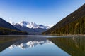 High snowy peaks mirrored on Duffey Lake BC Canada