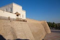 High solid brick walls of the Ark fortress in Bukhara in Uzbekistan. Tourism concept. 05.05.2019 Royalty Free Stock Photo