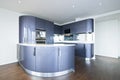 High spec designer kitchen in metal blue