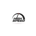 High speed abstract speedometer icon. Modern logo template. Vector logotype concept