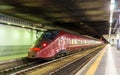 High-speed Alstom AGV train at Milano Porta Garibaldi railway station