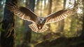 High-speed Barred Owl Flight In Forest Real Image 8k Resolution Royalty Free Stock Photo