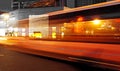 High speed and blurred bus light trails