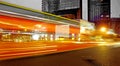 High speed and blurred bus light trails