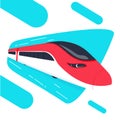 High speed bullet train come out from the circle, modern flat design, vector illustration Royalty Free Stock Photo