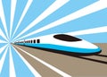 High speed bullet train coming out, modern flat design, vector illustration Royalty Free Stock Photo