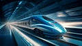 A high-speed bullet train departing from a station, depicting the integration of technology in modern transportation Royalty Free Stock Photo